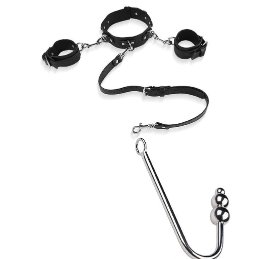 Anal Elegant Beaded Hook Collar 5334 with Cuffs and 1215